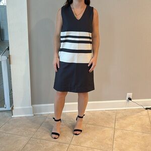 GAP Blue and White Sheath Mini Dress V-Neck Sleeveless